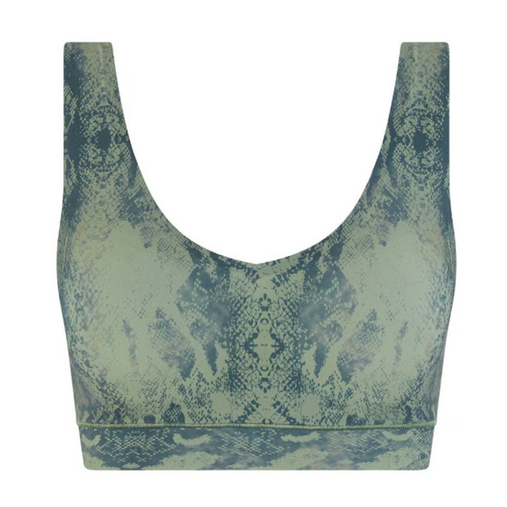 Chantelle Softstretch Padded V-Neck Bra Top Size XS Green Python Snake Print - Picture 5 of 6